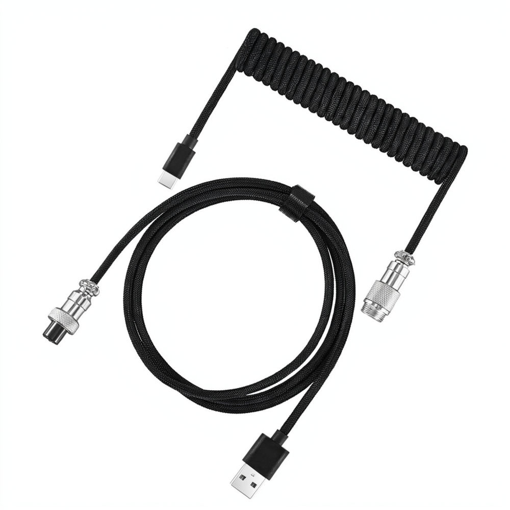 Type C Detachable Cable Coiled Keyboard - Mekanik Klavye İçin Sarmal Aviator Kablo,