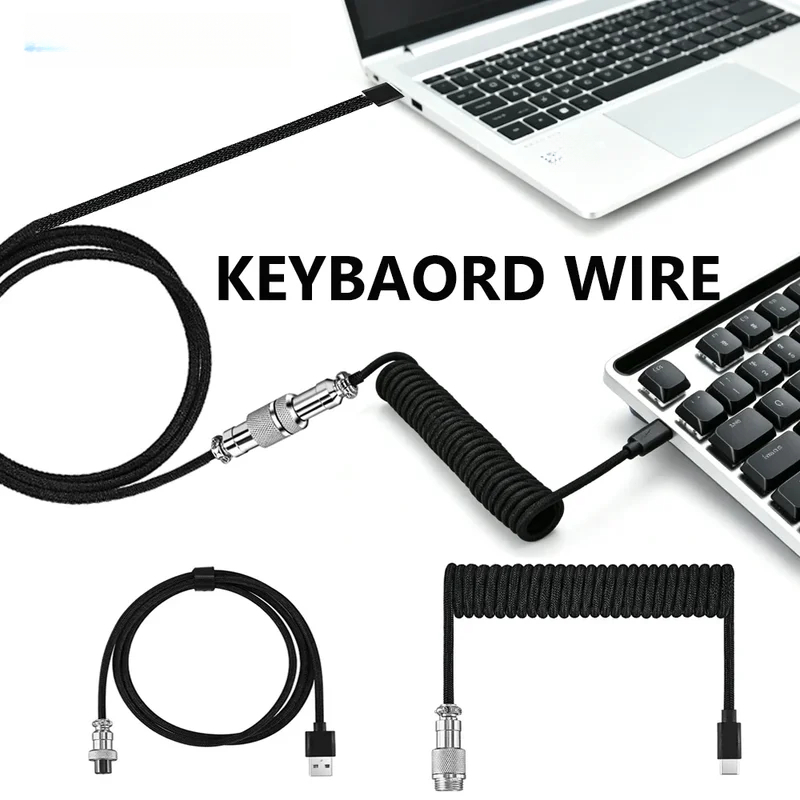 Type C Detachable Cable Coiled Keyboard - Type C Mekanik Klavye Spiral Kablo