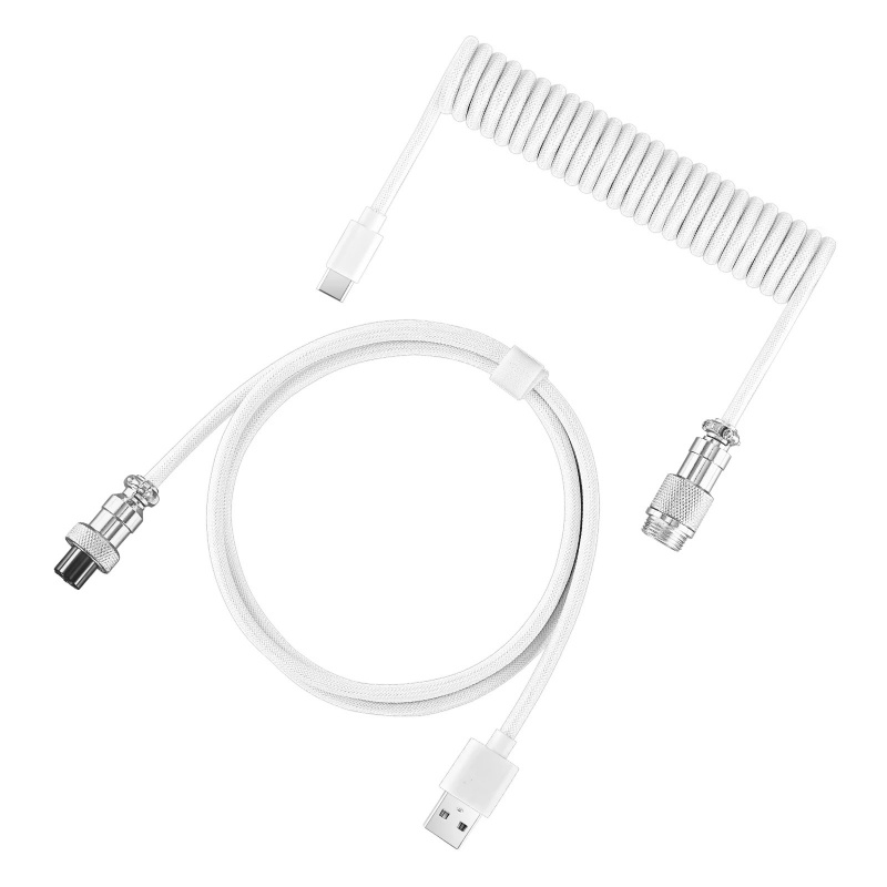 Type C Detachable Cable Coiled Keyboard - Sarmal Klavye Kablosu Tip C'den USB-A'ya,
