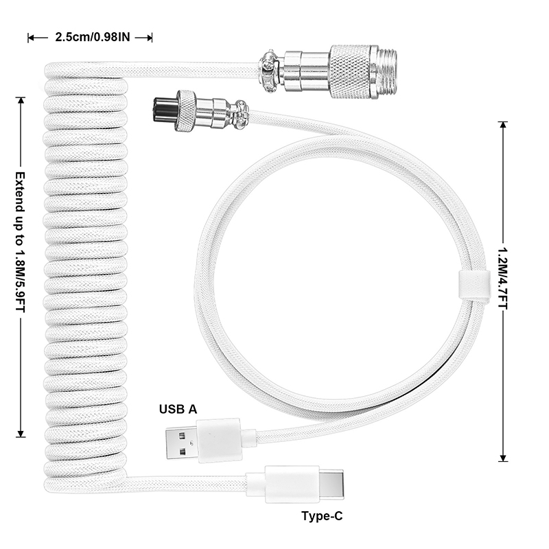USB'den Tip C'ye Sarmal Kablo  - Type C Detachable Cable Coiled Keyboard incelemesi ve fiyatı