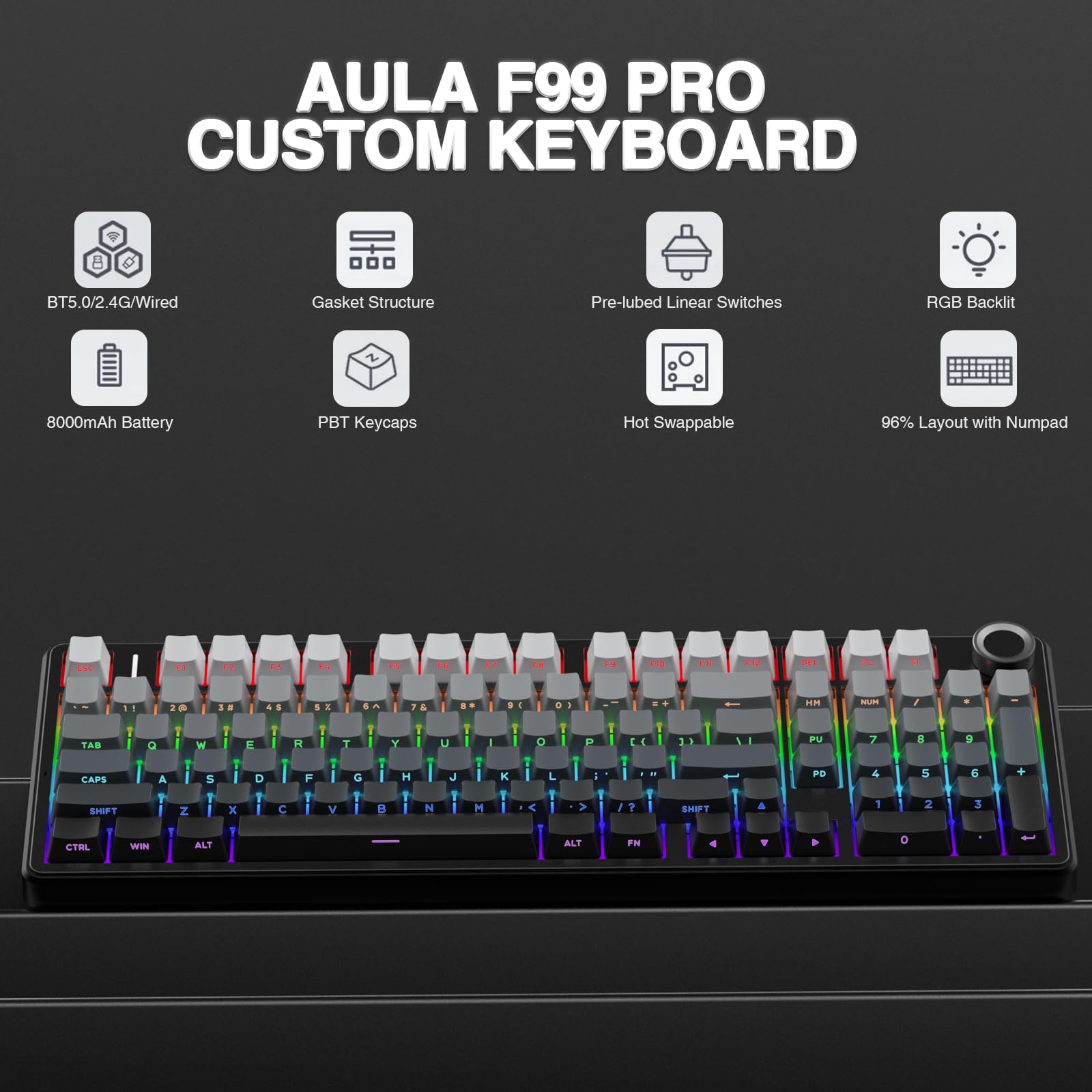 AULA F99 PRO %96 Kablosuz Meka - Mechanical Numpad Hot Swap Rgb Wireless incelemesi ve fiyatı