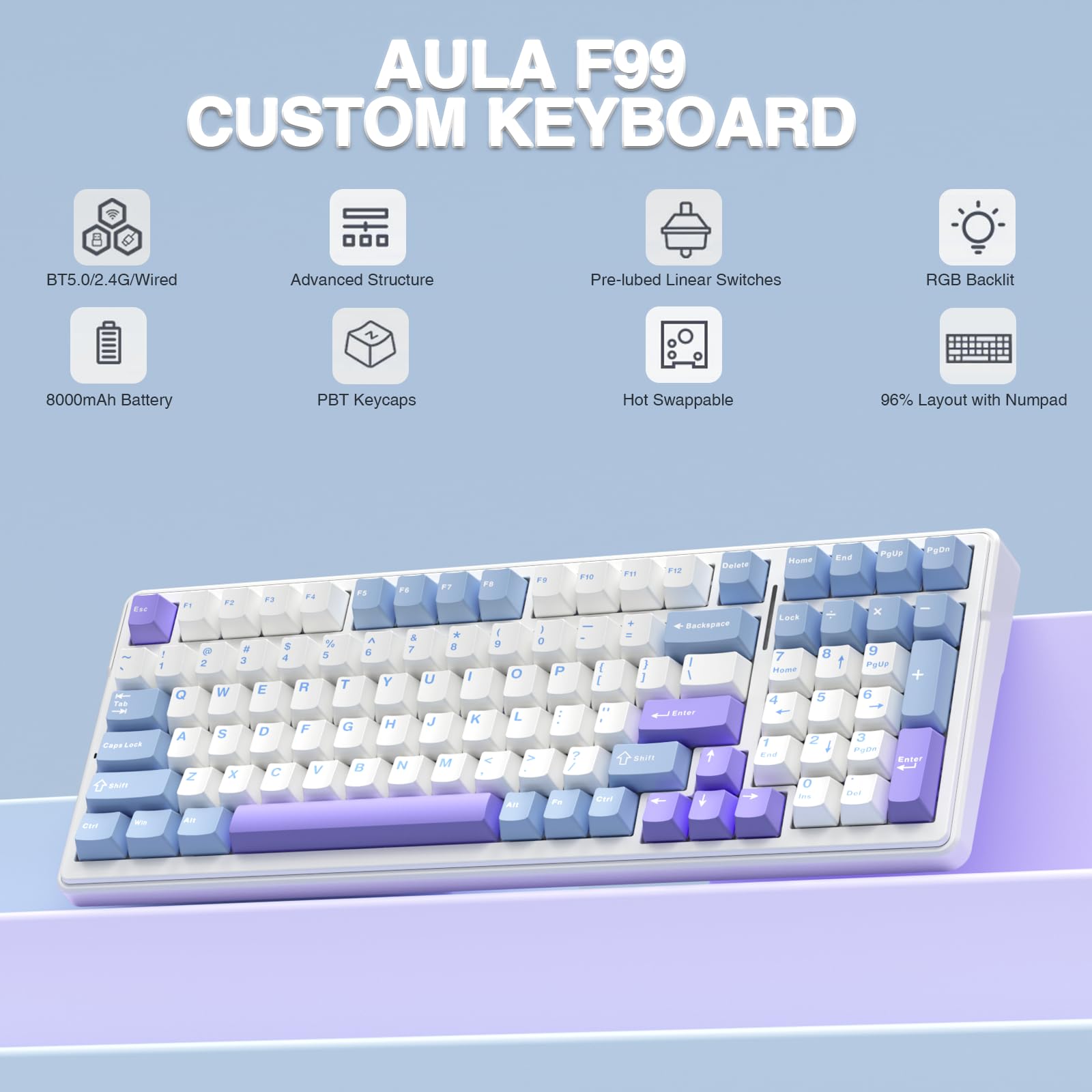 AULA F99 Pro Kablosuz Mekanik  - Mechanical Numpad Hot Swap Rgb Wireless incelemesi ve fiyatı